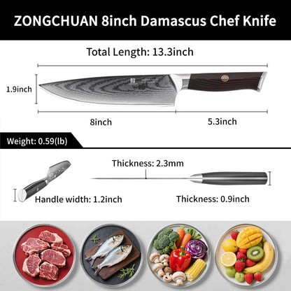 Utility Knife,5.5inch Damascus knife,67-Layer High Carbon Stainless Steel Kitchen Knife,Professiona Sharp Cutting Knives with Black Ergonomic G10 Handle,Gift Box for Home and Kitchen Birthday Gift