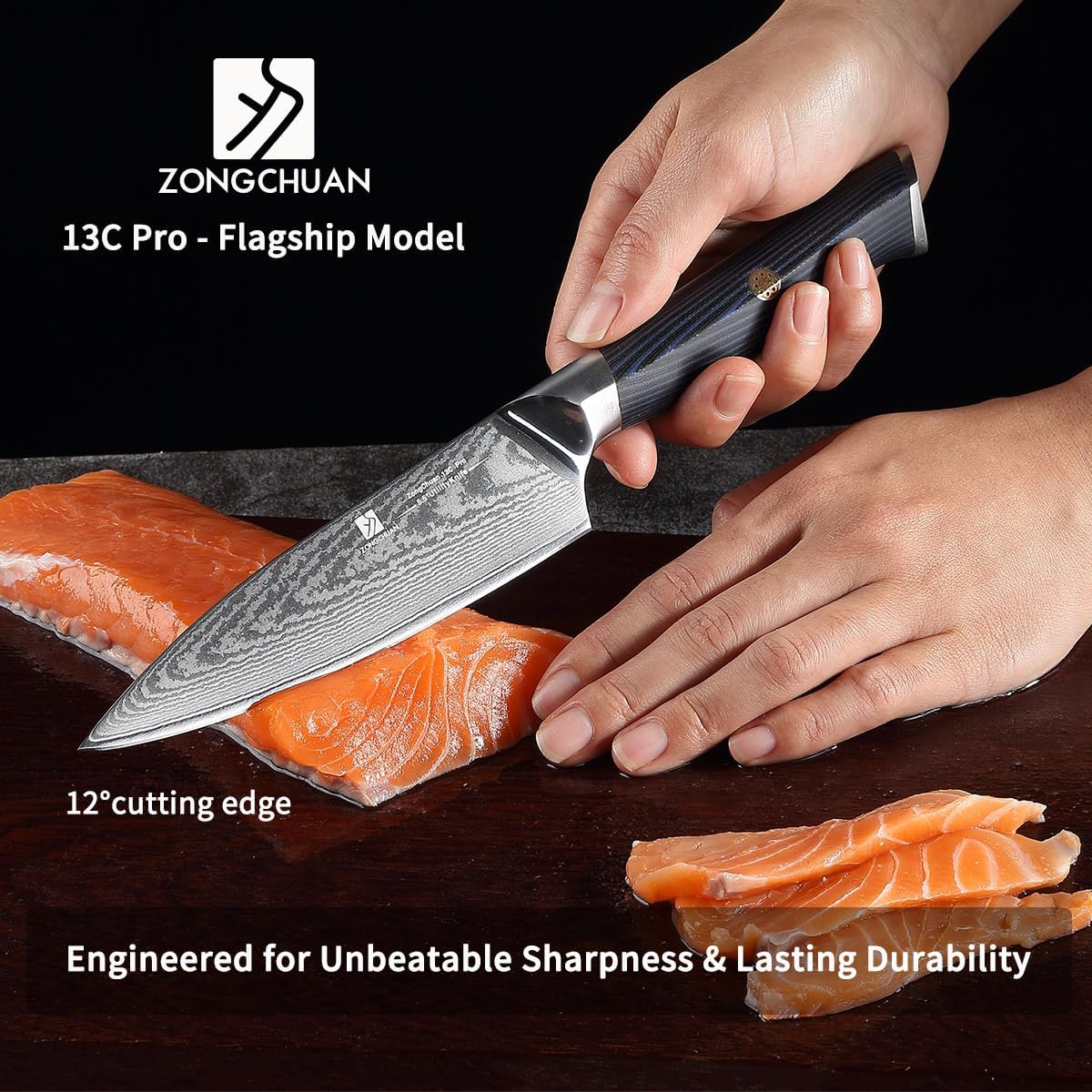 Utility Knife,5.5inch Damascus knife,67-Layer High Carbon Stainless Steel Kitchen Knife,Professiona Sharp Cutting Knives with Black Ergonomic G10 Handle,Gift Box for Home and Kitchen Birthday Gift