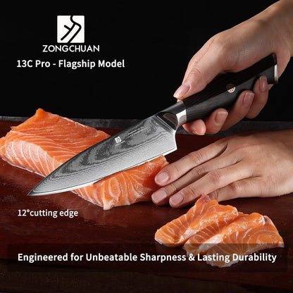Utility Knife,5.5inch Damascus knife,67-Layer High Carbon Stainless Steel Kitchen Knife,Professiona Sharp Cutting Knives with Black Ergonomic G10 Handle,Gift Box for Home and Kitchen Birthday Gift