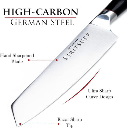 Professional Chef Knife 8 Inch Kitchen Knife - Premium Ergonomic Ultra Sharp High Carbon German Stainless Steel - Pakkawood Handle Chef's Knives
