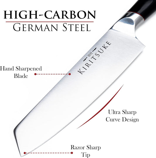 Professional Chef Knife 8 Inch Kitchen Knife - Premium Ergonomic Ultra Sharp High Carbon German Stainless Steel - Pakkawood Handle Chef's Knives