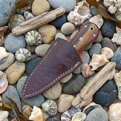 Handmade Damascus Oyster Knife - Oyster Shucking Knife with sheath, 6.5 in Seafood Opening Tool Oyster Shucker