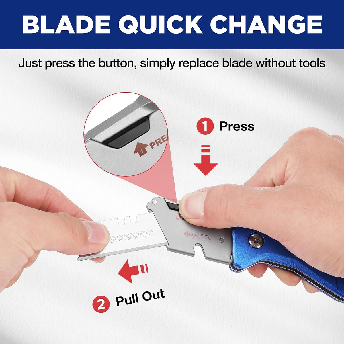 Premium Axis Lock Utility Knife Folding, Heavy Duty Metal Box Cutter with Quick Open Lock, Quick Change Blade Razor Knife, Foldable Pocket Knife with Belt Clip