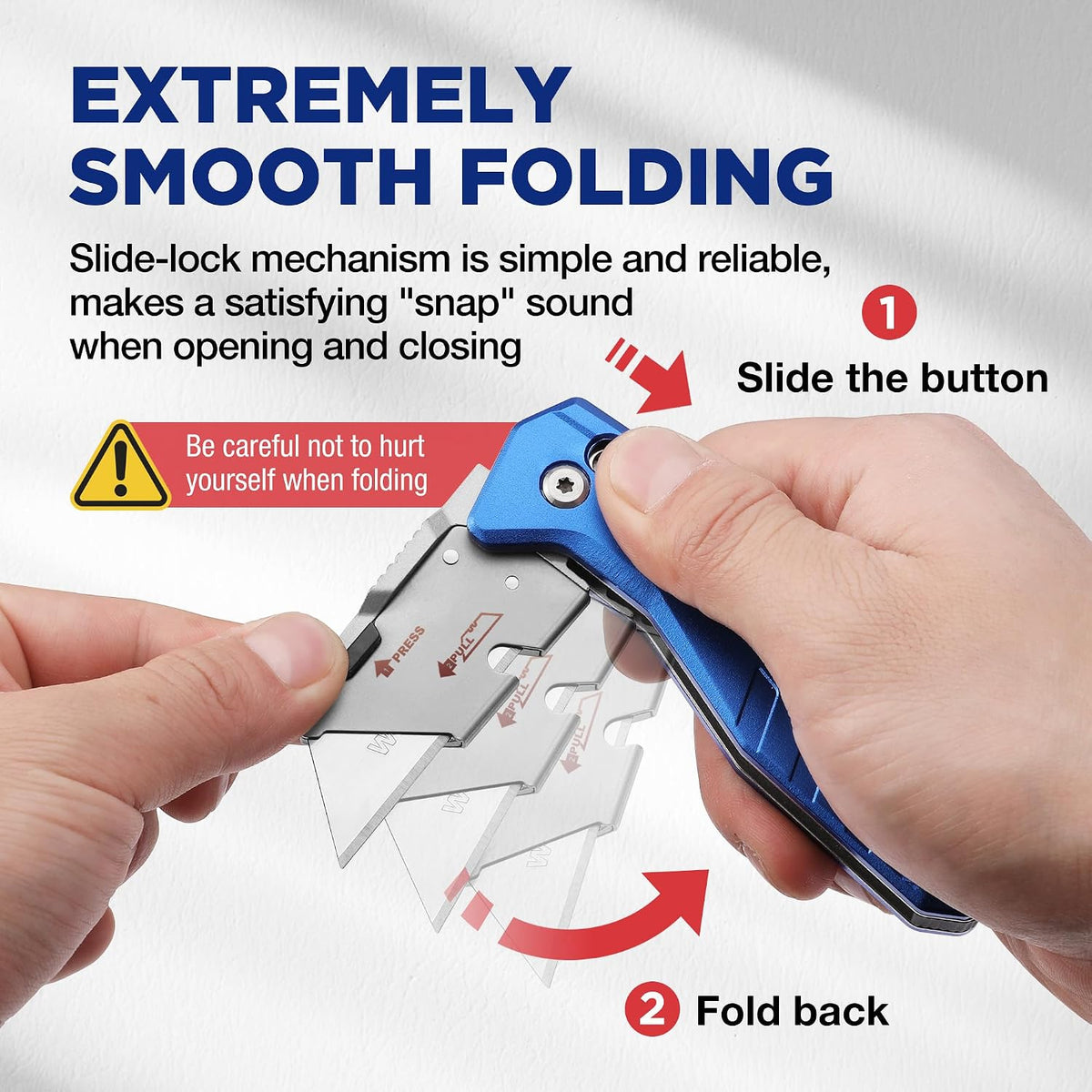Premium Axis Lock Utility Knife Folding, Heavy Duty Metal Box Cutter with Quick Open Lock, Quick Change Blade Razor Knife, Foldable Pocket Knife with Belt Clip
