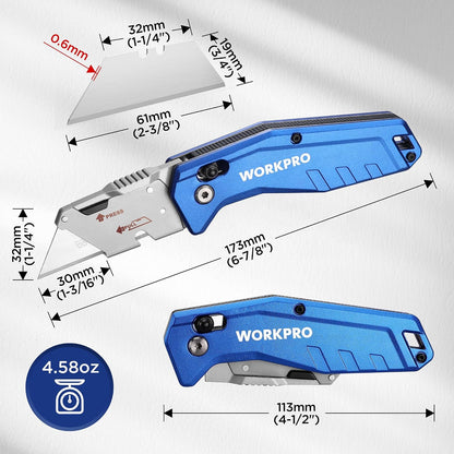 Premium Axis Lock Utility Knife Folding, Heavy Duty Metal Box Cutter with Quick Open Lock, Quick Change Blade Razor Knife, Foldable Pocket Knife with Belt Clip