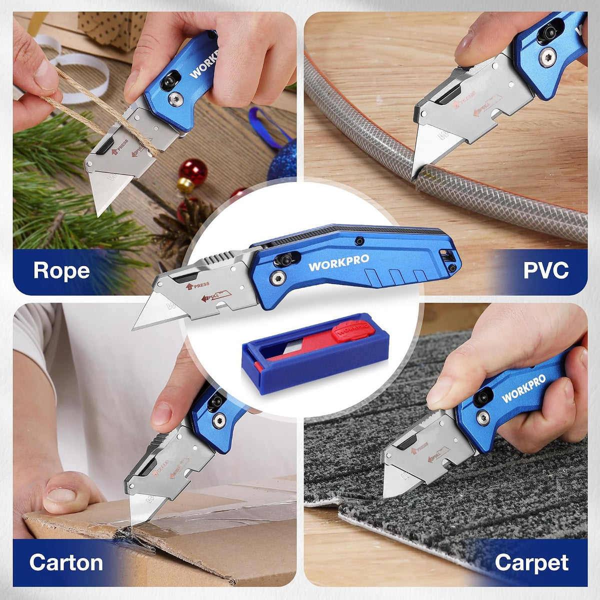 Premium Axis Lock Utility Knife Folding, Heavy Duty Metal Box Cutter with Quick Open Lock, Quick Change Blade Razor Knife, Foldable Pocket Knife with Belt Clip