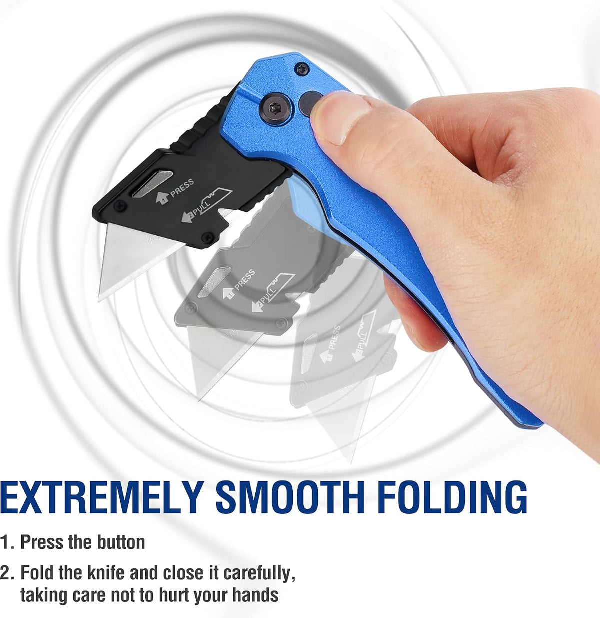 Premium Axis Lock Utility Knife Folding, Heavy Duty Metal Box Cutter with Quick Open Lock, Quick Change Blade Razor Knife, Foldable Pocket Knife with Belt Clip