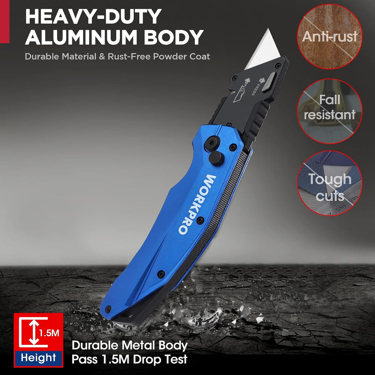 Premium Axis Lock Utility Knife Folding, Heavy Duty Metal Box Cutter with Quick Open Lock, Quick Change Blade Razor Knife, Foldable Pocket Knife with Belt Clip