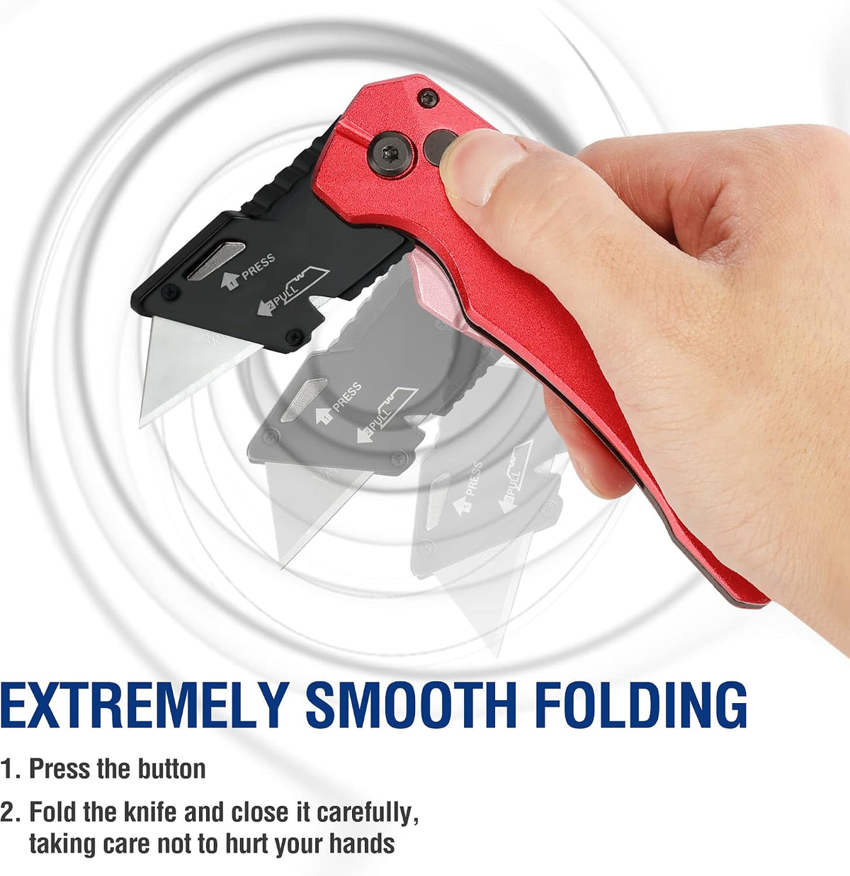 Premium Axis Lock Utility Knife Folding, Heavy Duty Metal Box Cutter with Quick Open Lock, Quick Change Blade Razor Knife, Foldable Pocket Knife with Belt Clip