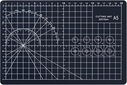 A5 Cutting Mat, Self Healing Sewing Mat, Craft Mat Double Sided 3-Ply Craft Cutting Board for Sewing Crafts Leather Fabric Scrapbooking Project Art Supplies, 8.6“ x 5.9”, Black