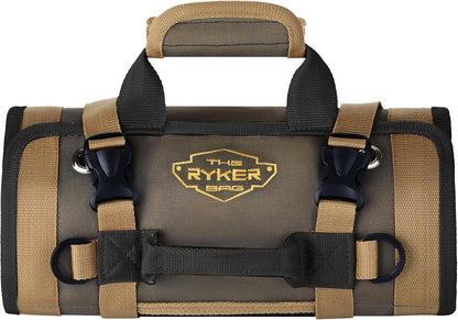 The Ryker Roll Up Tool Bag Organizer Gifts for Dad. Heavy Duty Motorcycle Tool Roll Bag Organizer. Portable Rollup Toolbag w/Detachable Pouches - Tools Bags Mens gifts for him - Mechanic & Electrician