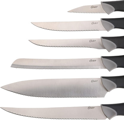 81007.14 Lindbergh 14 Piece Stainless Steel Cutlery Set Black Block With Sharpener, Teal Handle Kitchen Knives Set,Teal/Black
