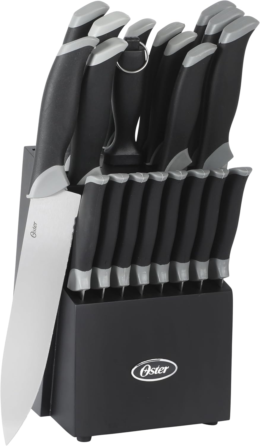 81007.14 Lindbergh 14 Piece Stainless Steel Cutlery Set Black Block With Sharpener, Teal Handle Kitchen Knives Set,Teal/Black