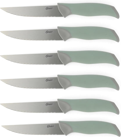 81007.14 Lindbergh 14 Piece Stainless Steel Cutlery Set Black Block With Sharpener, Teal Handle Kitchen Knives Set,Teal/Black