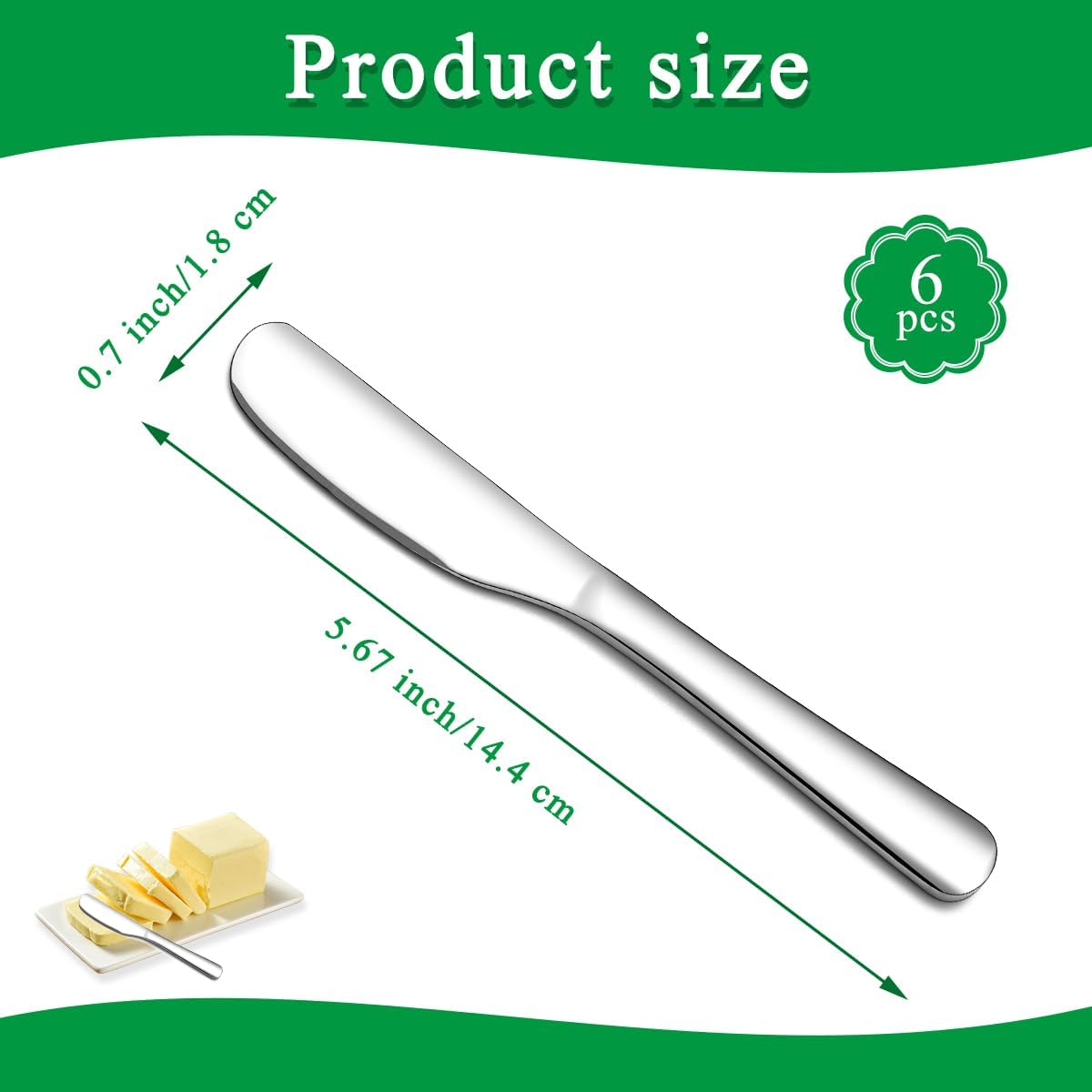 Stainless Steel Butter Knife, Butter Spreader, Butter Knives, Butter Spreader Knife for Kitchen Restaurant Party, Kitchen Gadgets, Set of 6