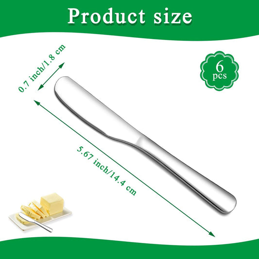 Stainless Steel Butter Knife, Butter Spreader, Butter Knives, Butter Spreader Knife for Kitchen Restaurant Party, Kitchen Gadgets, Set of 6