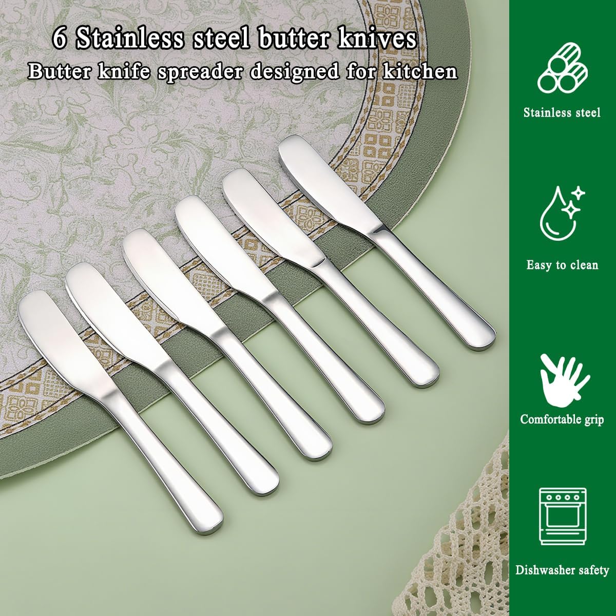Stainless Steel Butter Knife, Butter Spreader, Butter Knives, Butter Spreader Knife for Kitchen Restaurant Party, Kitchen Gadgets, Set of 6