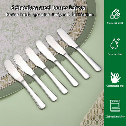 Stainless Steel Butter Knife, Butter Spreader, Butter Knives, Butter Spreader Knife for Kitchen Restaurant Party, Kitchen Gadgets, Set of 6