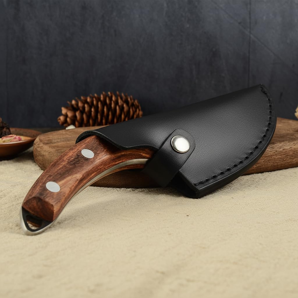 Leather Knife Sheath 6 inch Boning Knife Practical Soft Leather Sheath with Belt Loop Good for Protect Fixed Blade & Carry Out, 2025 Gifts For Women and Men