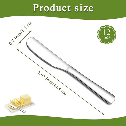 Stainless Steel Butter Knife, Butter Spreader, Butter Knives, Butter Spreader Knife for Kitchen Restaurant Party, Kitchen Gadgets, Set of 12