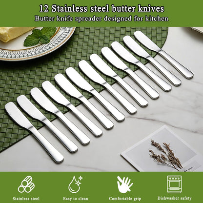 Stainless Steel Butter Knife, Butter Spreader, Butter Knives, Butter Spreader Knife for Kitchen Restaurant Party, Kitchen Gadgets, Set of 12