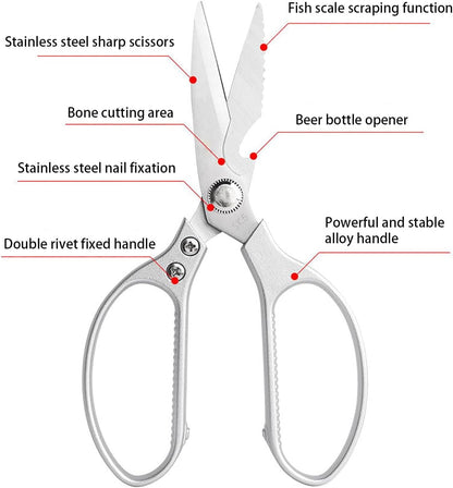 Kitchen Scissors All purpose, Have duty Stainless Steel Cooking Shears for Cutting Meat, Chicken,Poultry, Fish, Herbs, Seafood Scissors with Comfort Grip gold