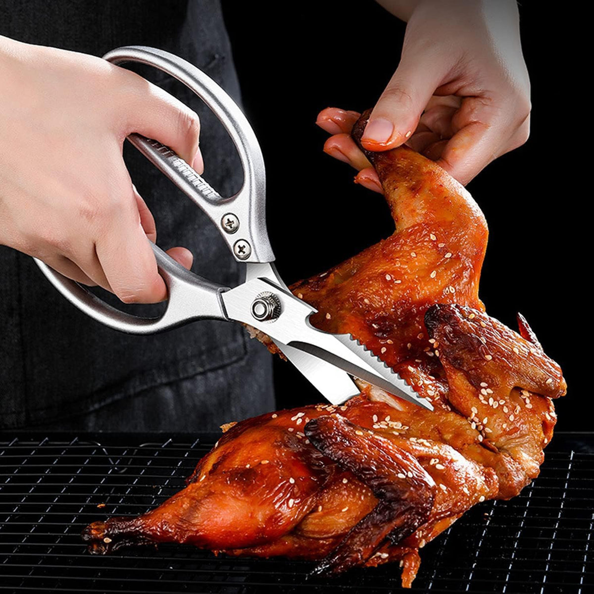 Kitchen Scissors All purpose, Have duty Stainless Steel Cooking Shears for Cutting Meat, Chicken,Poultry, Fish, Herbs, Seafood Scissors with Comfort Grip gold