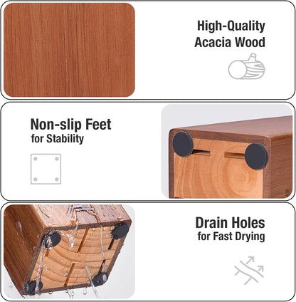 Knife Block without Knives, Large Knife Holder- 25 Slots Acacia Wood Universal Knife Block, Butcher Block Countertop for Knife Storage Organizer