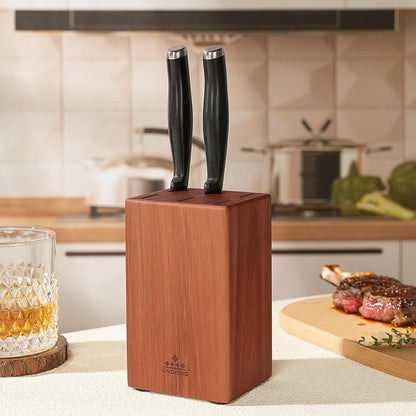 Knife Block without Knives, Large Knife Holder- 25 Slots Acacia Wood Universal Knife Block, Butcher Block Countertop for Knife Storage Organizer