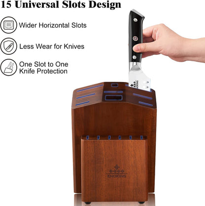 Knife Block without Knives, Large Knife Holder- 25 Slots Acacia Wood Universal Knife Block, Butcher Block Countertop for Knife Storage Organizer