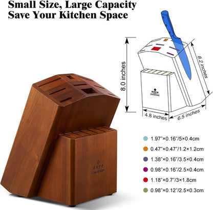 Knife Block without Knives, Large Knife Holder- 25 Slots Acacia Wood Universal Knife Block, Butcher Block Countertop for Knife Storage Organizer