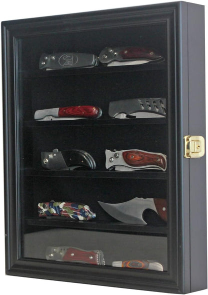 11" X 13.75" Knife Display Case Cabinet for a Small Collection of Knives Storage and Display (Black Finish)