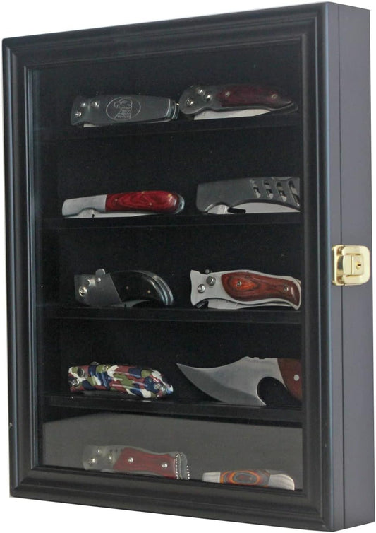 11" X 13.75" Knife Display Case Cabinet for a Small Collection of Knives Storage and Display (Black Finish)