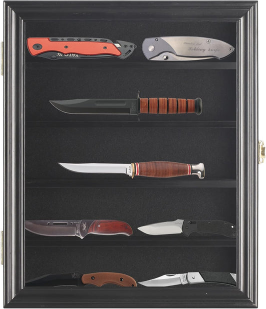11" X 13.75" Knife Display Case Cabinet for a Small Collection of Knives Storage and Display (Black Finish)