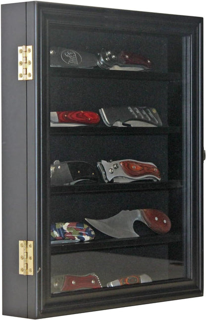 11" X 13.75" Knife Display Case Cabinet for a Small Collection of Knives Storage and Display (Black Finish)
