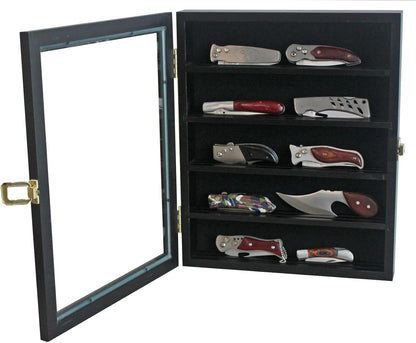 11" X 13.75" Knife Display Case Cabinet for a Small Collection of Knives Storage and Display (Black Finish)