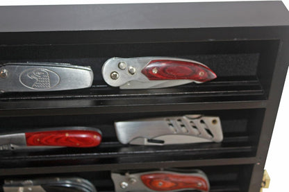 11" X 13.75" Knife Display Case Cabinet for a Small Collection of Knives Storage and Display (Black Finish)