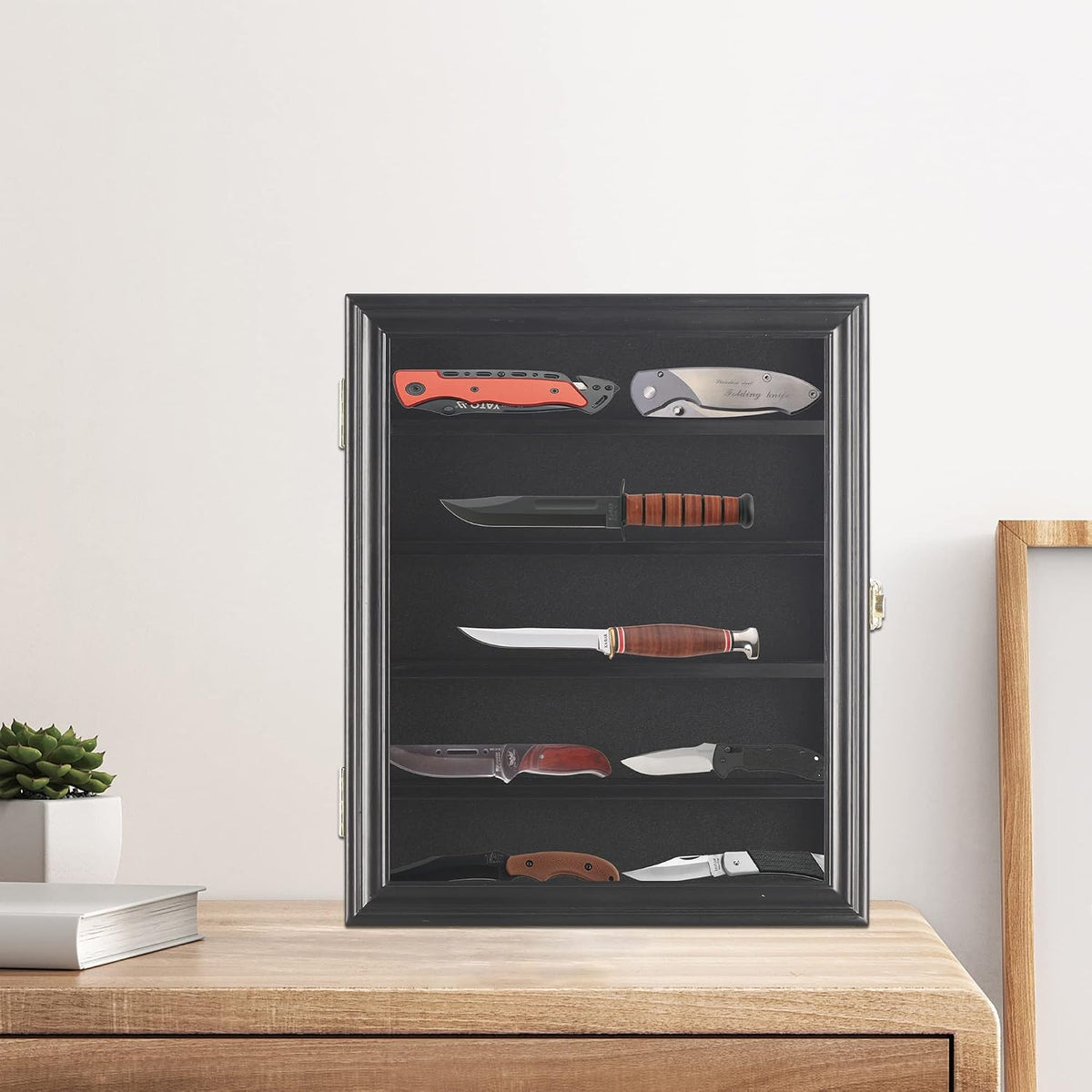 11" X 13.75" Knife Display Case Cabinet for a Small Collection of Knives Storage and Display (Black Finish)