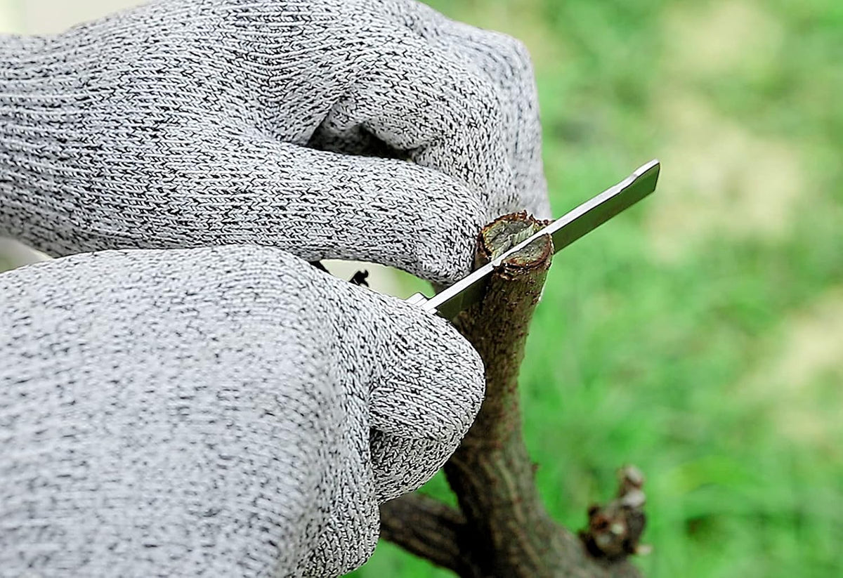 Grafting Knife With 2 Blades & 2 Tapes - Stainless Steel Gardening Tool for Plant Grafting, Pruning, Fruit Picking - Portable Rosewood Handle, Bark Lifter (Foldable)