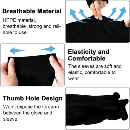 6 Pairs Level 5 Cut Resistant Sleeves with Thumb Hole 18 Inches Arm Protection Sleeve Farmer Gardening (Black,Blue,Green)