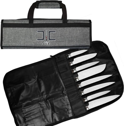 Chef Knife Bag, 8 Knife Roll Bag with Accessory Mesh Pockets