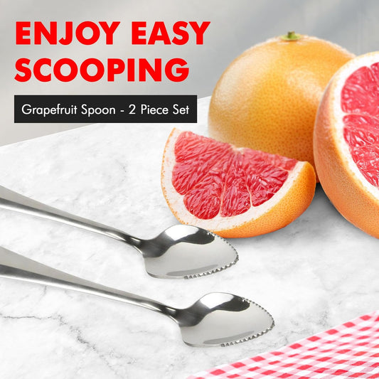 Select Serrated Grapefruit Spoon, 6.5 Inches 2 Piece Set of Grapefruit Spoons with Serrated Edge, Stainless Steel, Dishwasher-Safe