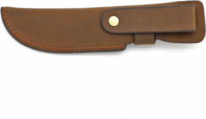 Leather Fixed Blade Knife Sheath Fits Blades Up to 4-inch | Belt Carrier Knife Holster Cover with Snap Closure for Hunting, Camping, Fishing, Hiking
