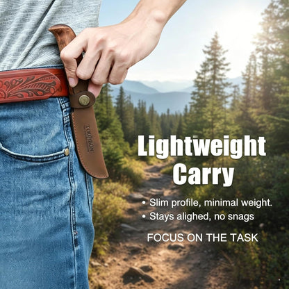 Leather Fixed Blade Knife Sheath Fits Blades Up to 4-inch | Belt Carrier Knife Holster Cover with Snap Closure for Hunting, Camping, Fishing, Hiking