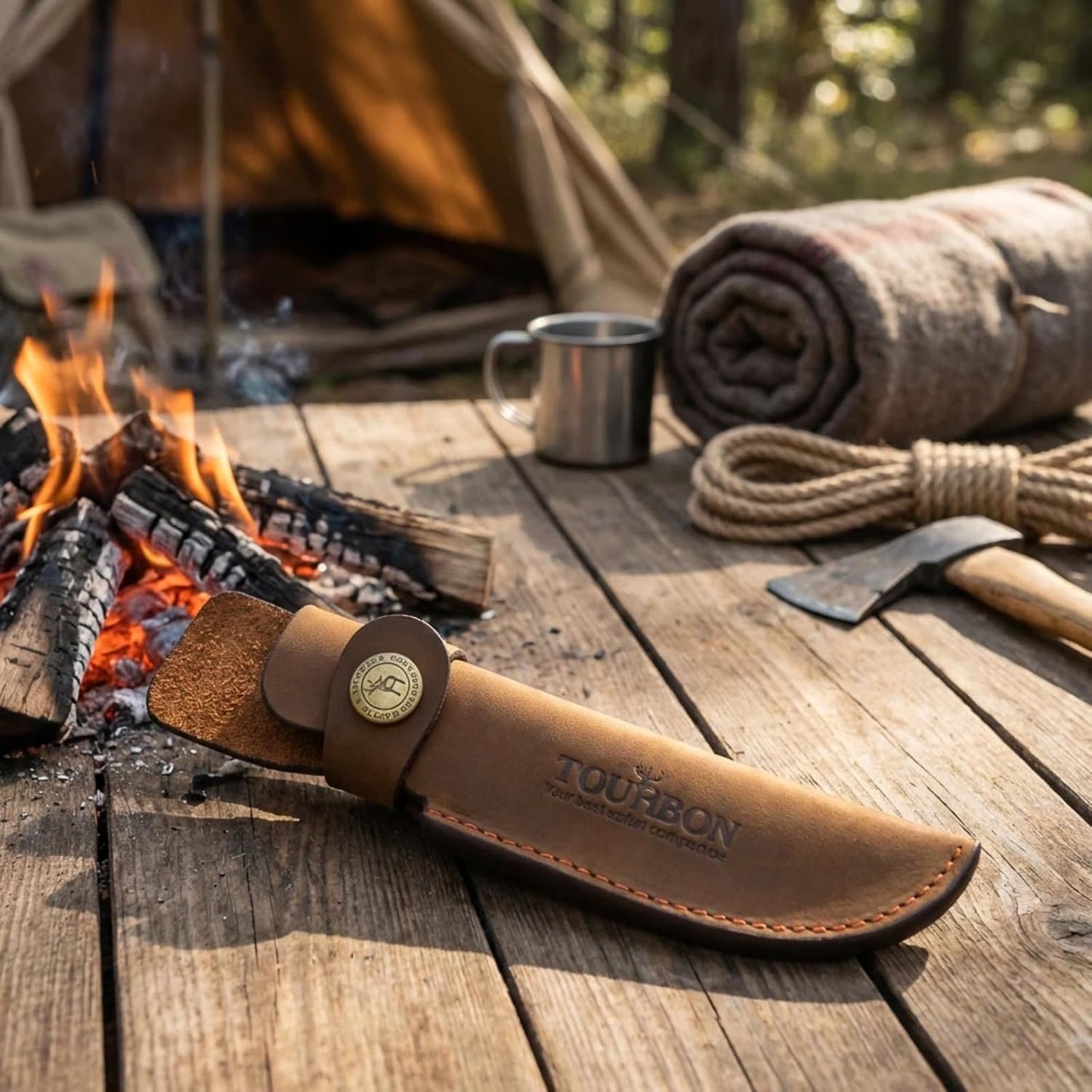 Leather Fixed Blade Knife Sheath Fits Blades Up to 4-inch | Belt Carrier Knife Holster Cover with Snap Closure for Hunting, Camping, Fishing, Hiking