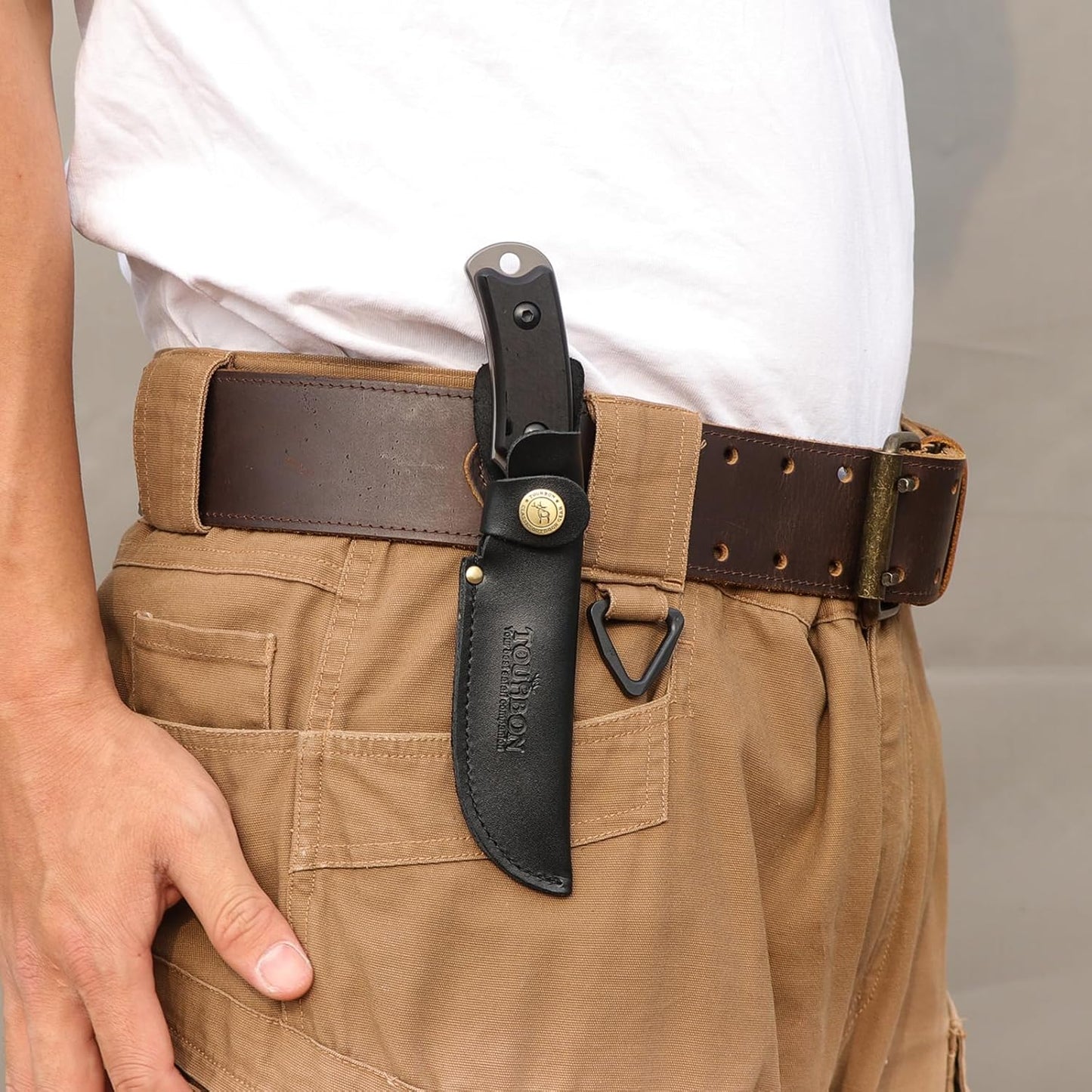 Leather Fixed Blade Knife Sheath Fits Blades Up to 4-inch | Belt Carrier Knife Holster Cover with Snap Closure for Hunting, Camping, Fishing, Hiking