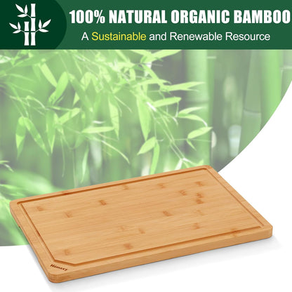 Extra Large Organic Bamboo Cutting Boards for Kitchen, 17.5"x12" | Wood XL Cutting Board with Juice Groove and Handles, Charcuterie Butcher Block Serving & Chopping Board, Pre Oiled