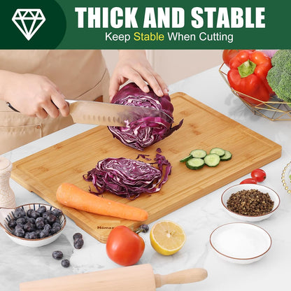 Extra Large Organic Bamboo Cutting Boards for Kitchen, 17.5"x12" | Wood XL Cutting Board with Juice Groove and Handles, Charcuterie Butcher Block Serving & Chopping Board, Pre Oiled