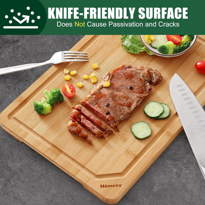Extra Large Organic Bamboo Cutting Boards for Kitchen, 17.5"x12" | Wood XL Cutting Board with Juice Groove and Handles, Charcuterie Butcher Block Serving & Chopping Board, Pre Oiled