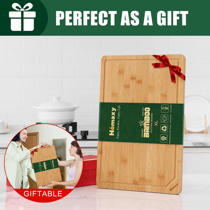 Extra Large Organic Bamboo Cutting Boards for Kitchen, 17.5"x12" | Wood XL Cutting Board with Juice Groove and Handles, Charcuterie Butcher Block Serving & Chopping Board, Pre Oiled
